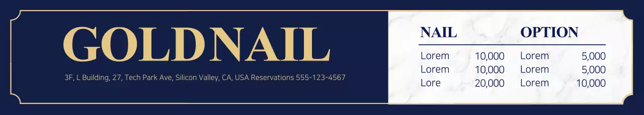 Banner de promoção de unhas elegantes da Marinha