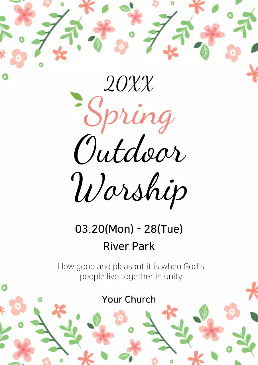 Coral Floral Worship Event Poster