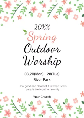 Coral Floral Worship Event Poster