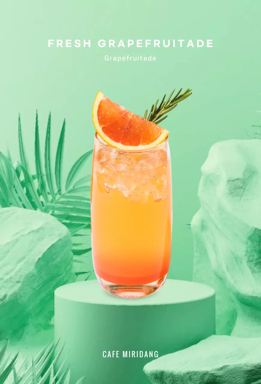 Grapefruitade com fundo tropical de menta