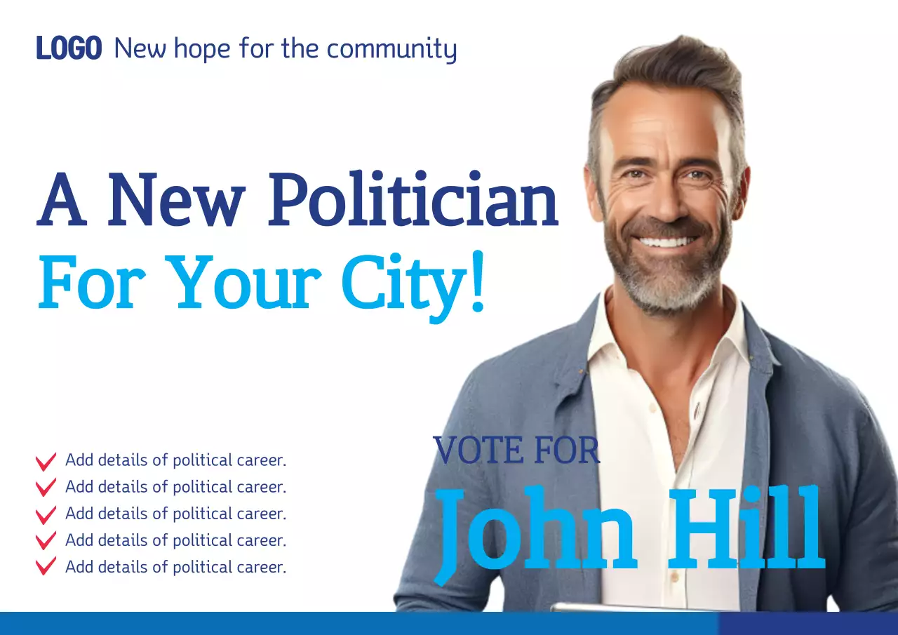 Blue Modern Politician Advertisement Poster
