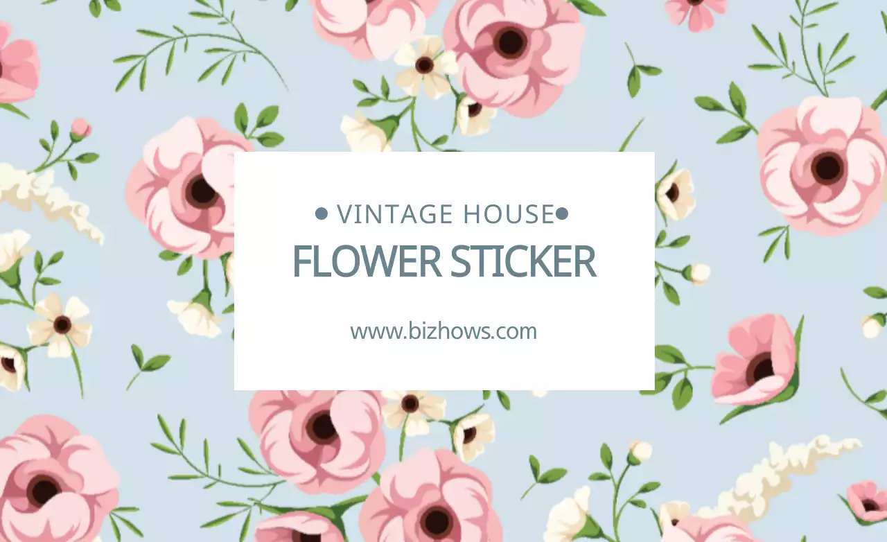 Faixa de adesivos de flores vintage azul