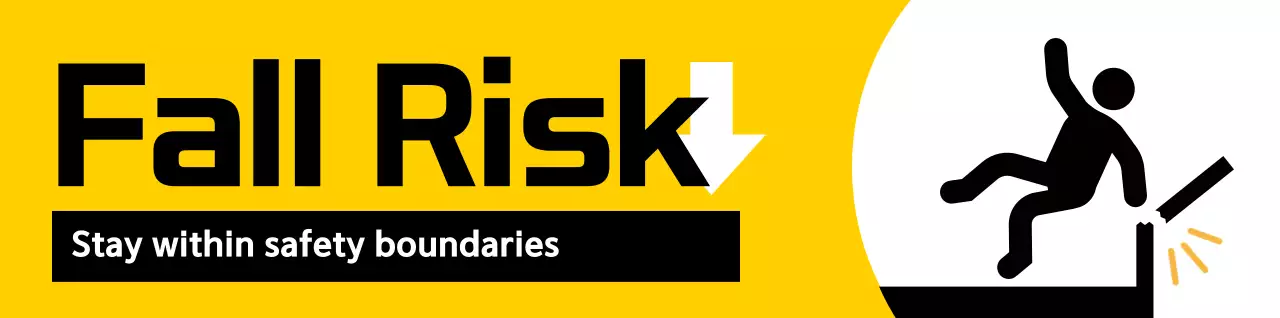 A prominent cautionary warning with a red and black human pictogram