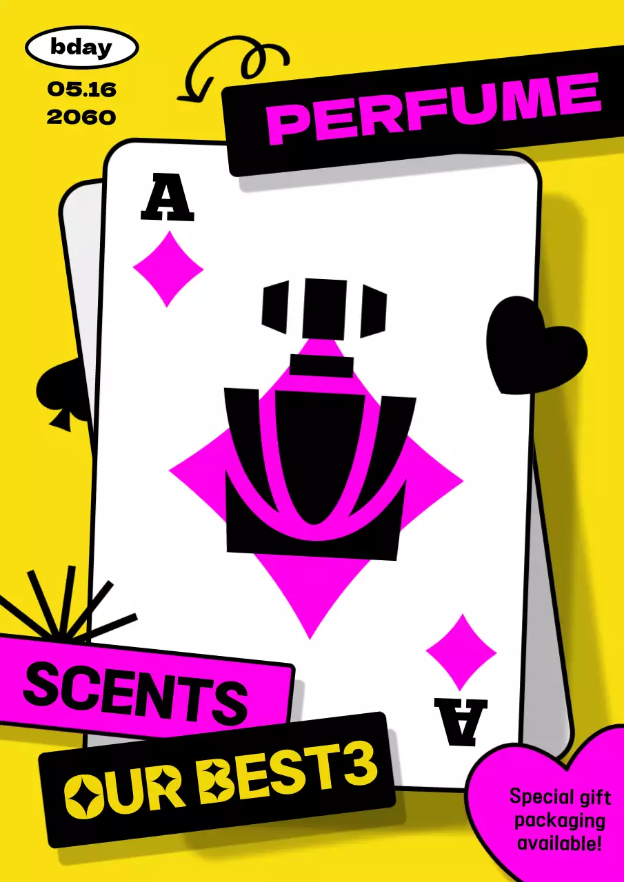 Yellow and Purple Card Concept Promoting Valentine's Day Nostalgia