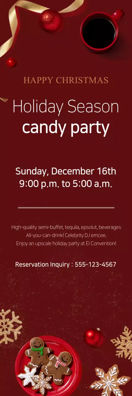 Banner vermelho de convite festivo para feriados