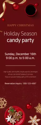 Banner vermelho de convite festivo para feriados