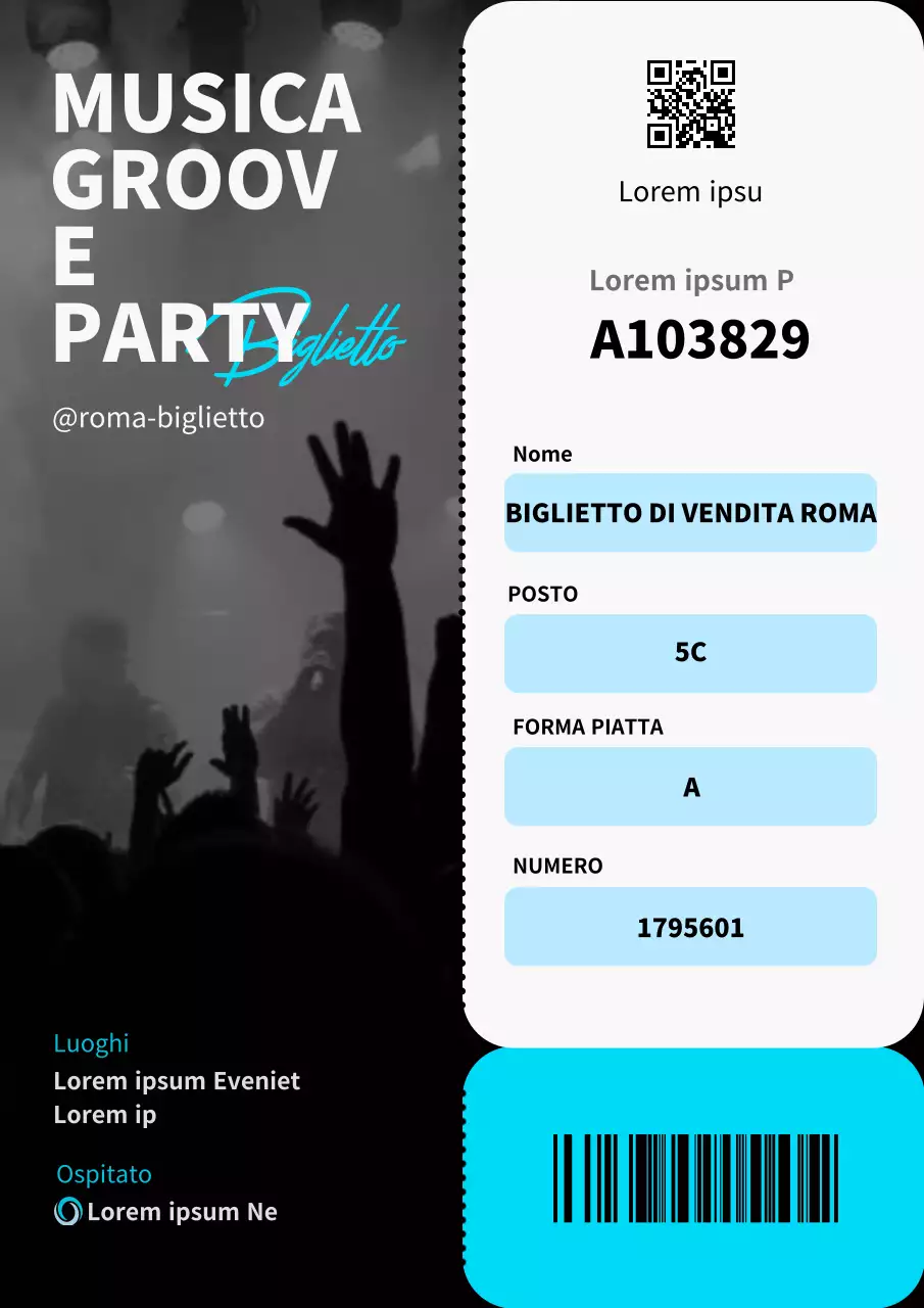 Promuovete i concerti musicali con un concetto di biglietto blu chiaro