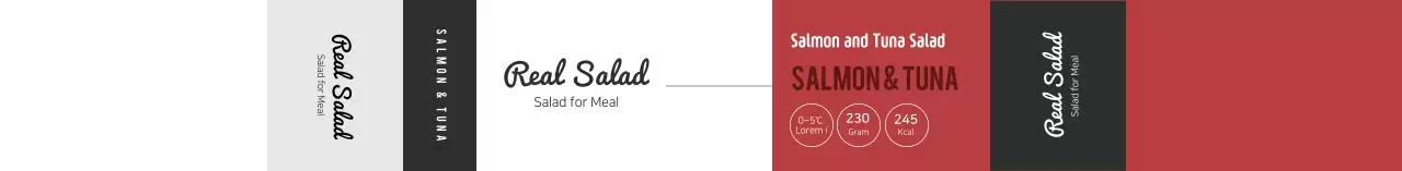 Label informasi makanan salad rapi berwarna merah
