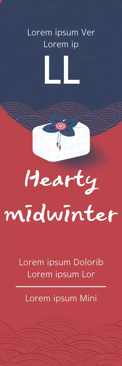 Banner de promoção tradicional vermelho de meio de inverno