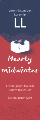 Banner de promoção tradicional vermelho de meio de inverno