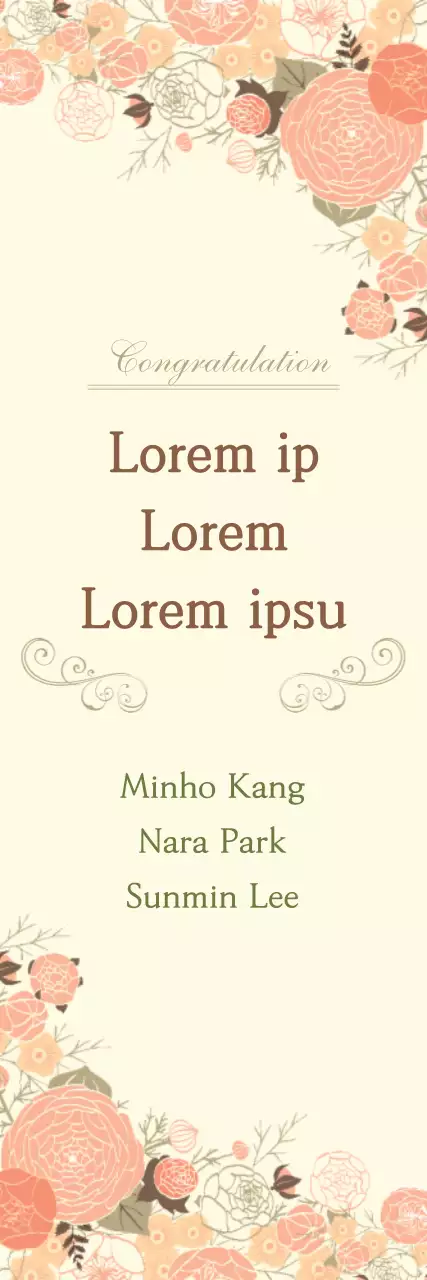 Banner de cartão de felicitações floral bege