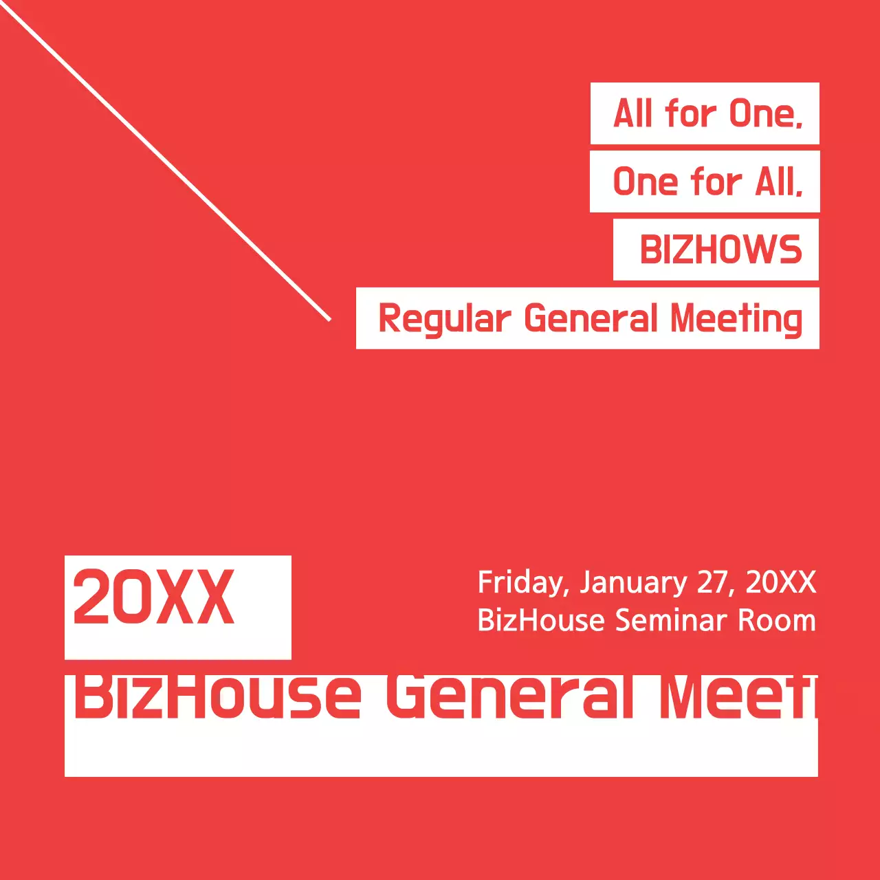 Red Minimal Business Announcement Banner