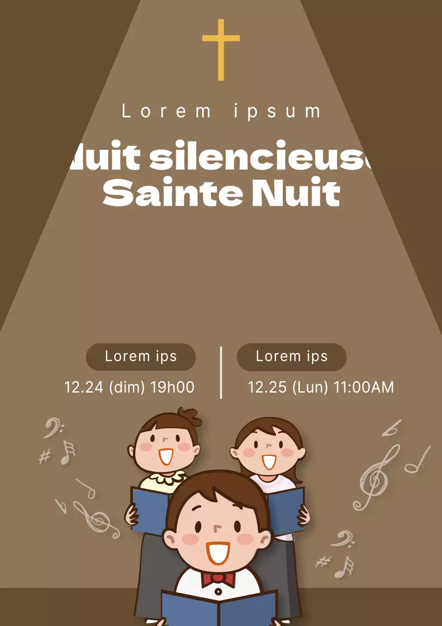 Guide du service de Noël et d'action de grâces avec des personnes brunes qui chantent illustration
