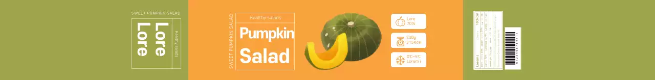 Label salad labu bergambar kuning