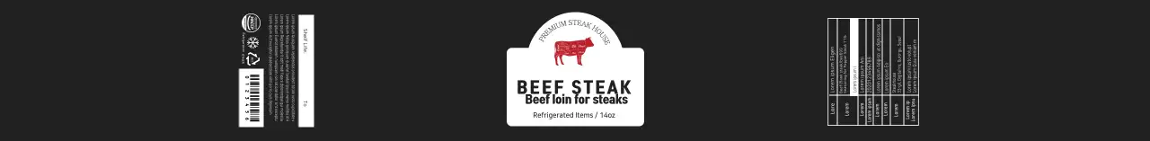 Label Steak Daging Sapi Sirloin Logo Rapi Hitam