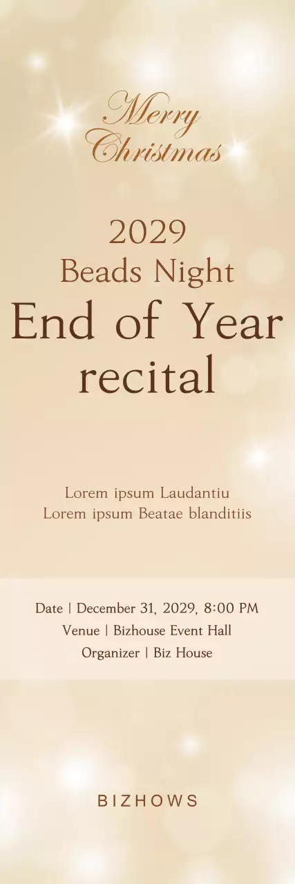 Banner de convite para recital elegante dourado