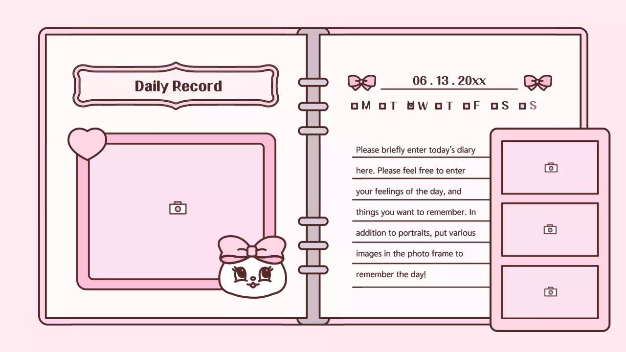 Pink Cute Diary Planner Presentation