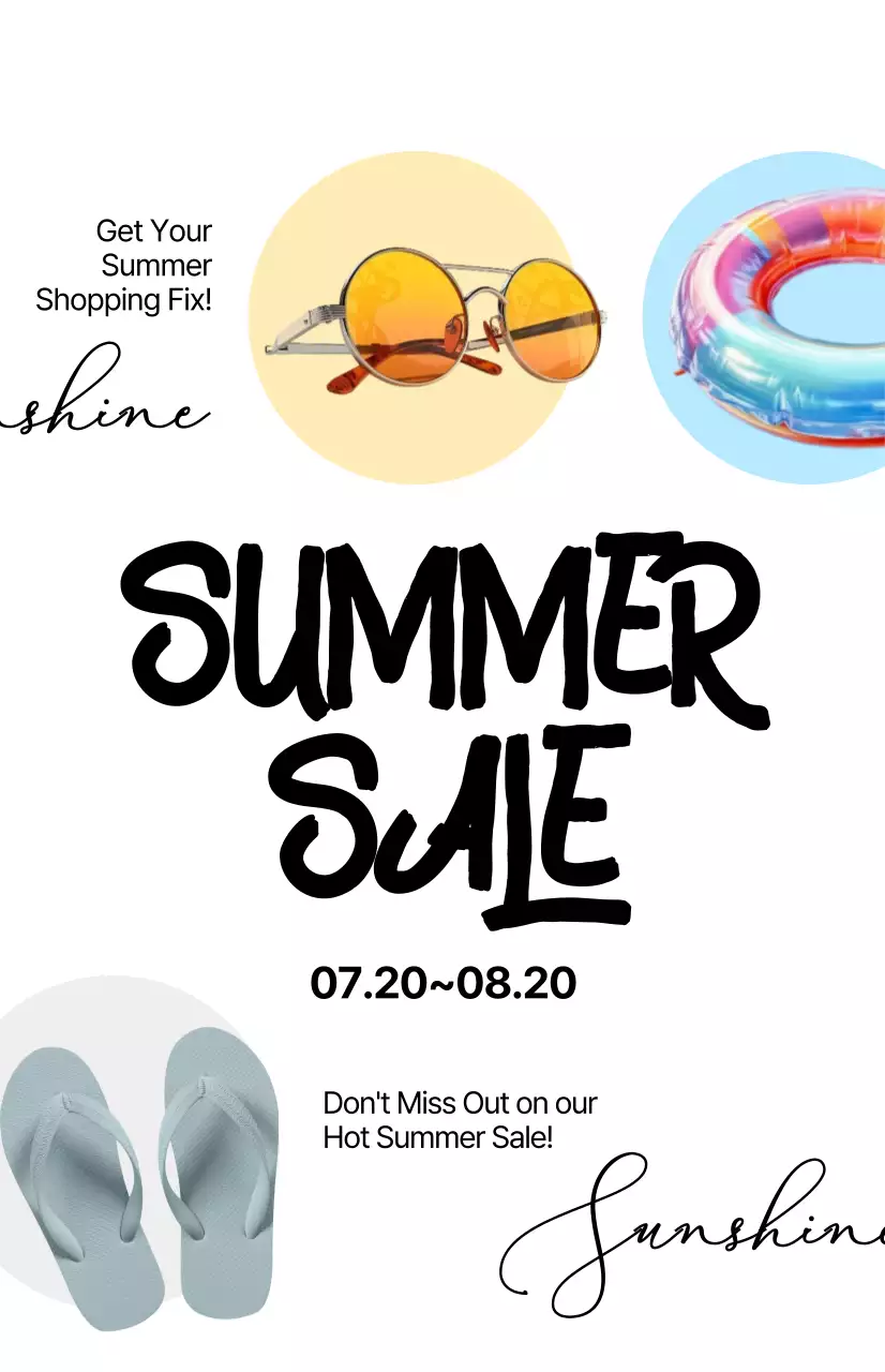 Promote a summer sale with calligraphy on a white background