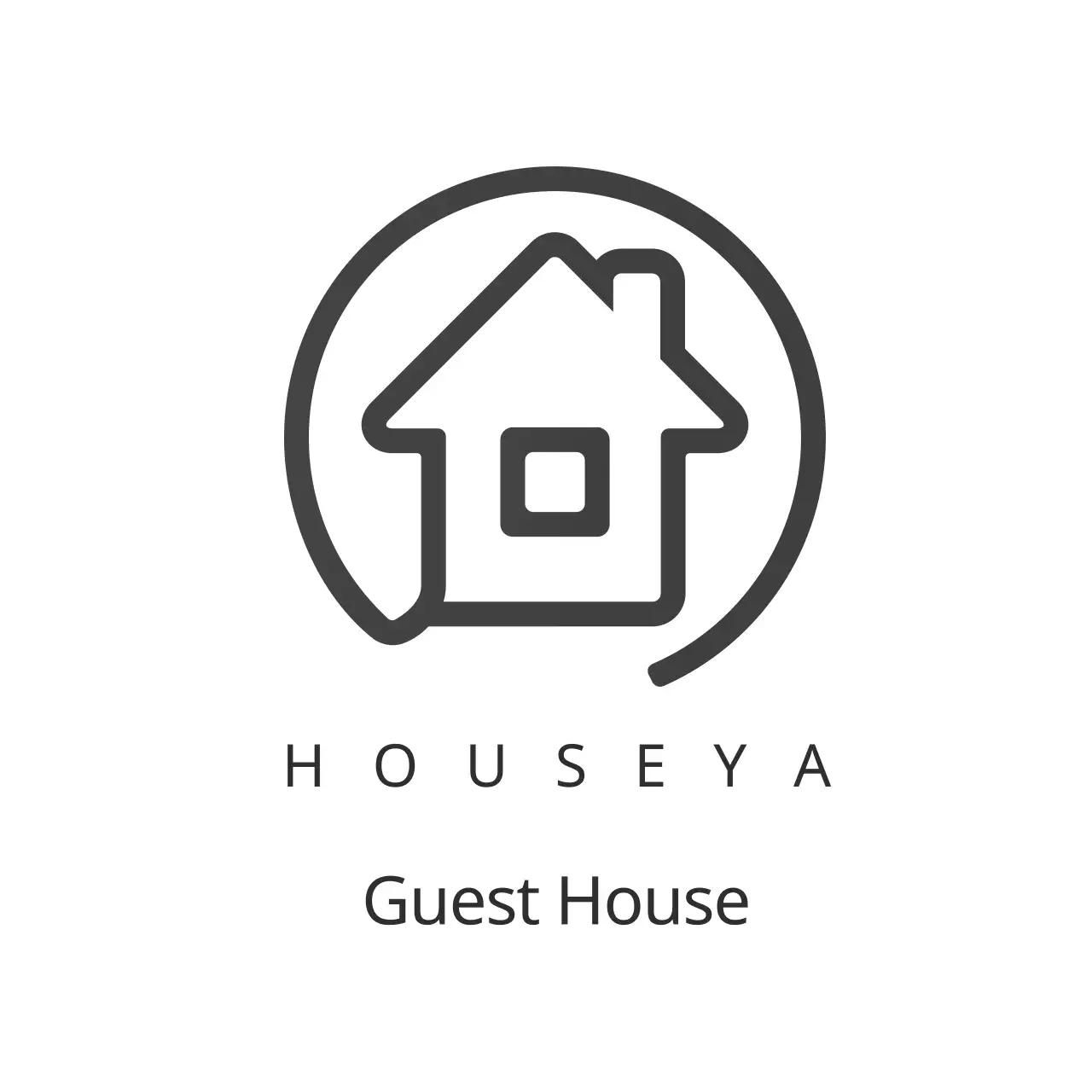 Black Minimalist Guest House Advertisement Logo