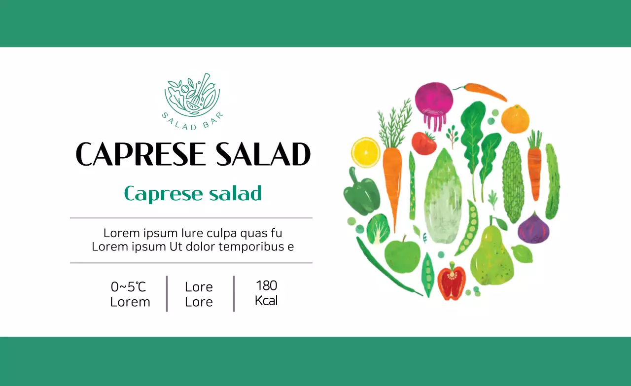 Abstract illustration salad food label