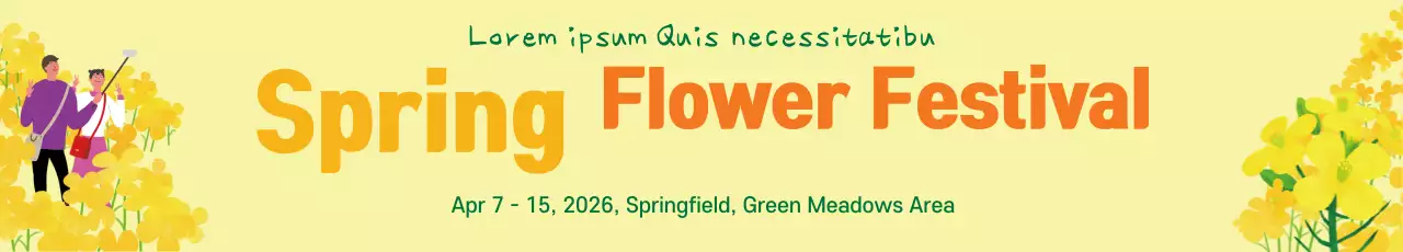 Banner de anúncio do festival floral amarelo