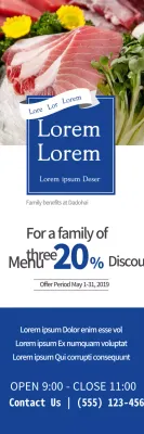 Banner Promocional Minimalista Azul de Frutos do Mar