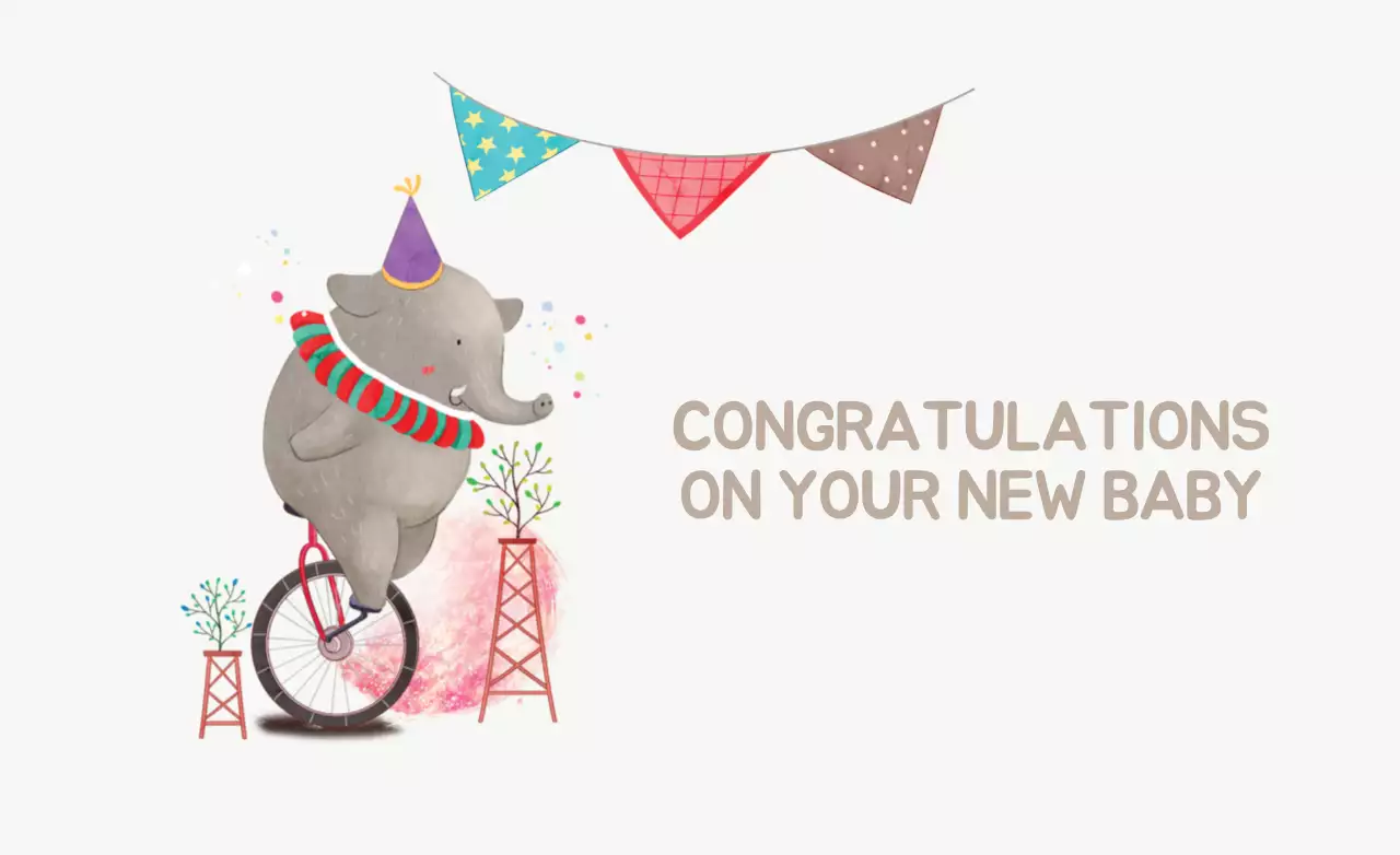 Faixa de cartão de parabéns para bebê brincalhão bege