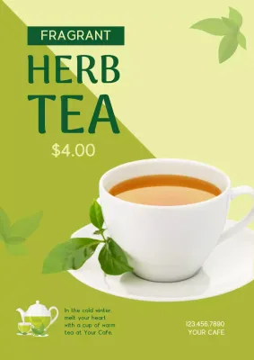 Green Minimal Tea Promotion Poster