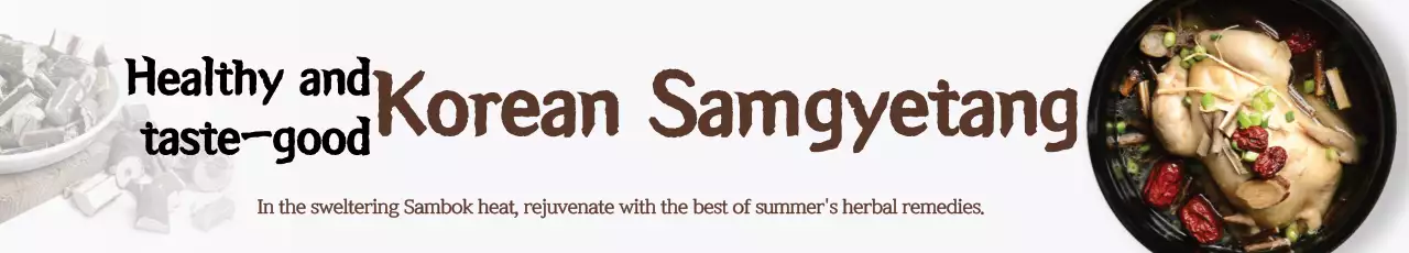 Quảng bá món samgyetang phương Đông với tông màu nhẹ nhàng trên nền trắng