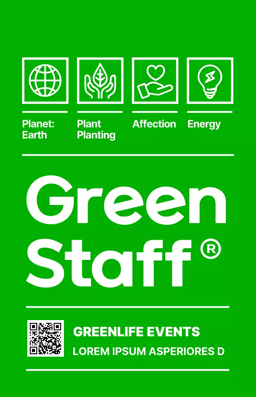 The staff of the Eco Green Life event with the concept of a green and white courier sticker.