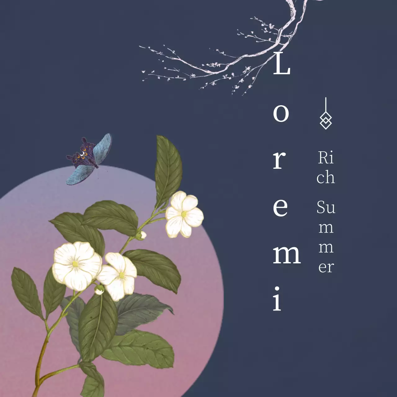 A classy Thanksgiving greeting in deep navy blue and pink