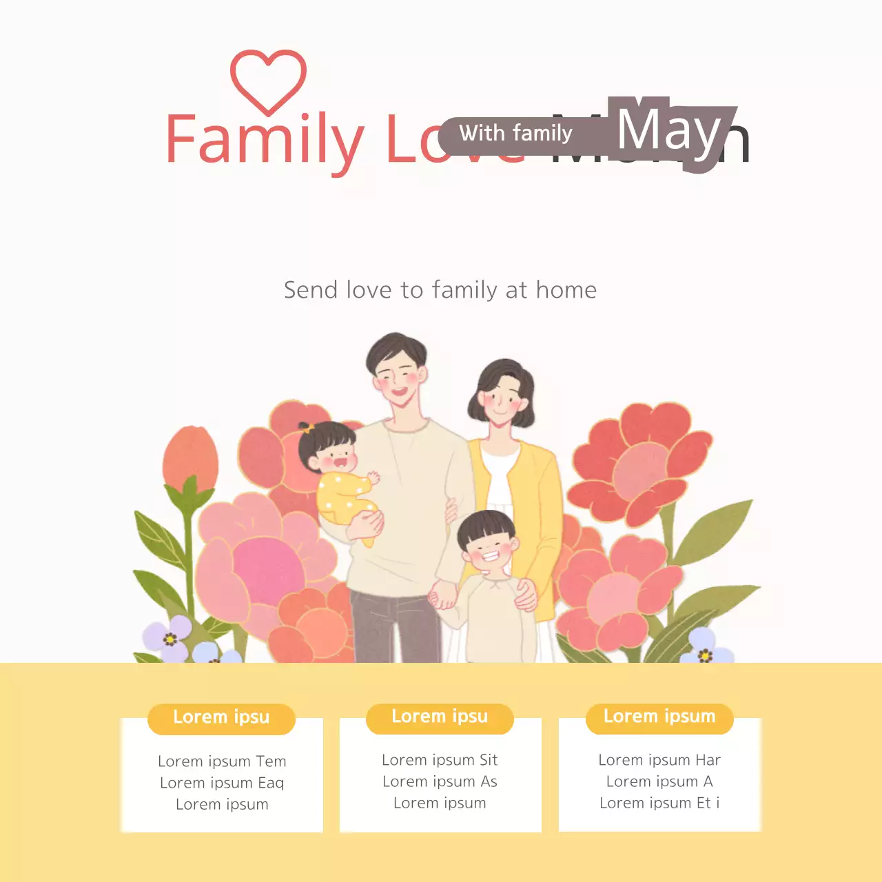 Yellow Floral Family Announcement Banner