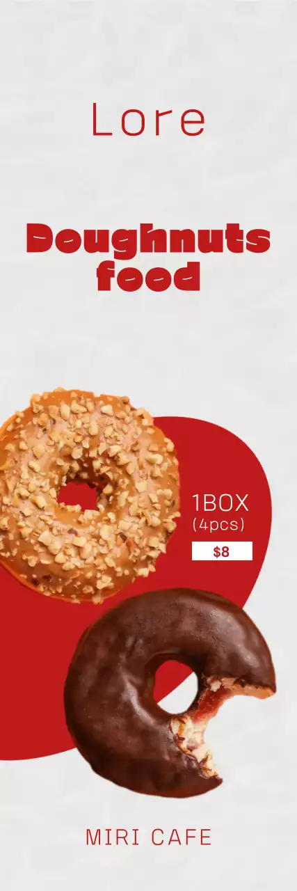 Promote a simple donut menu with red color accents