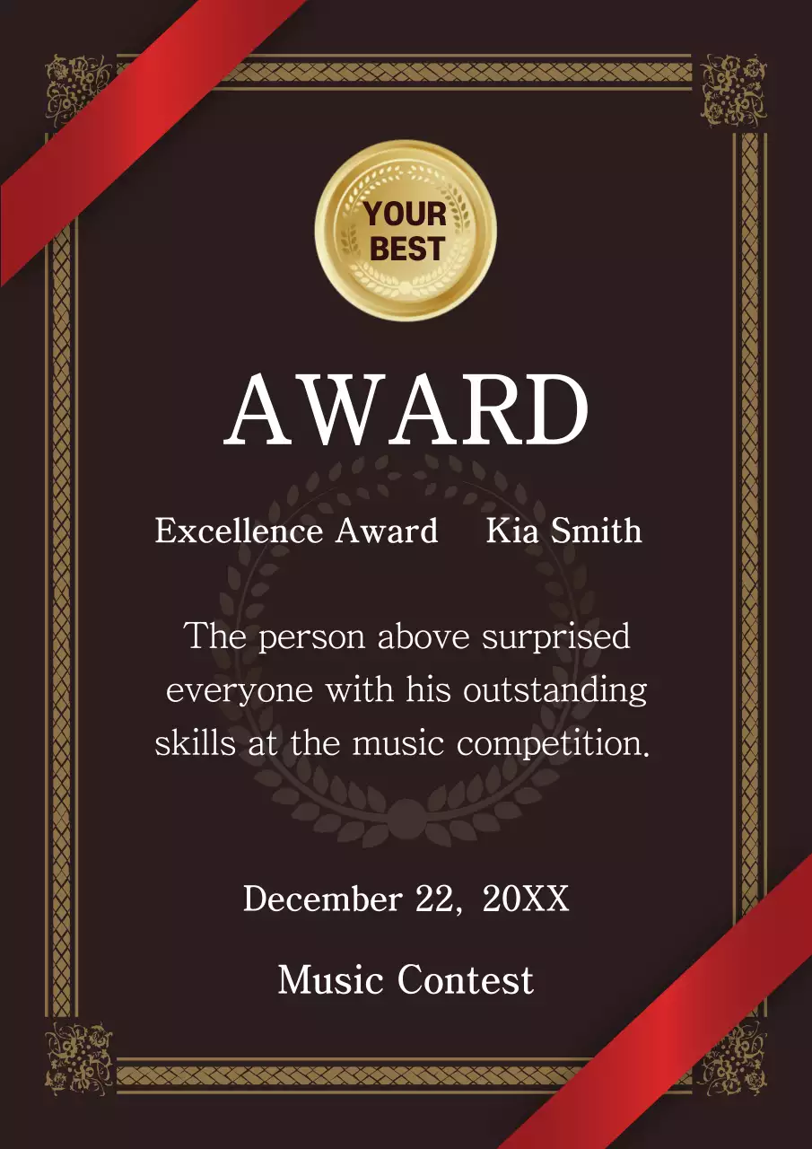 Black Elegant Award Certificate Poster