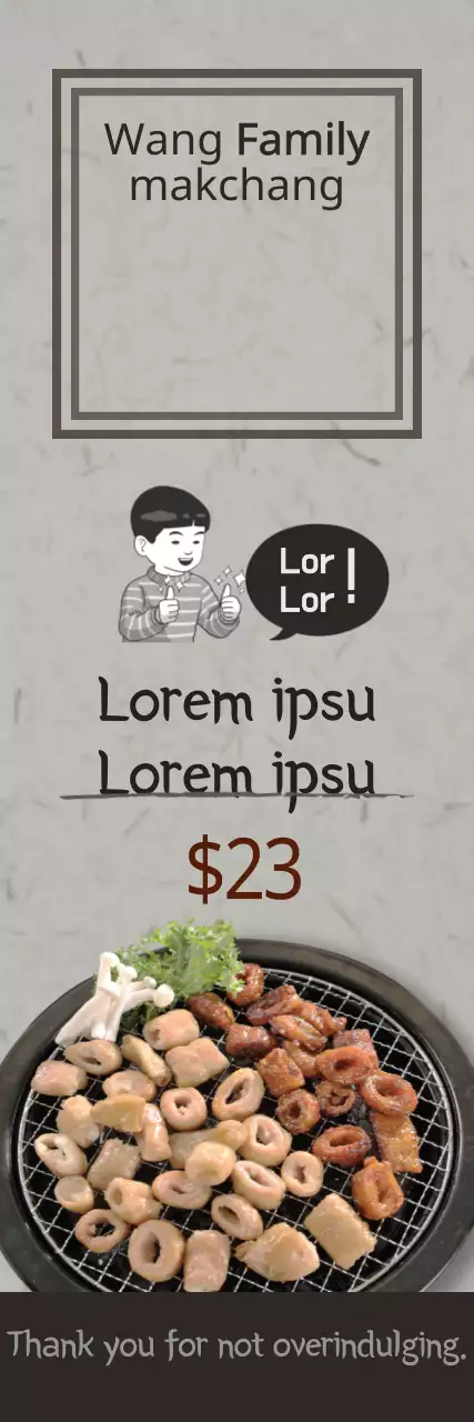 Banner de promoção de comida tradicional cinza