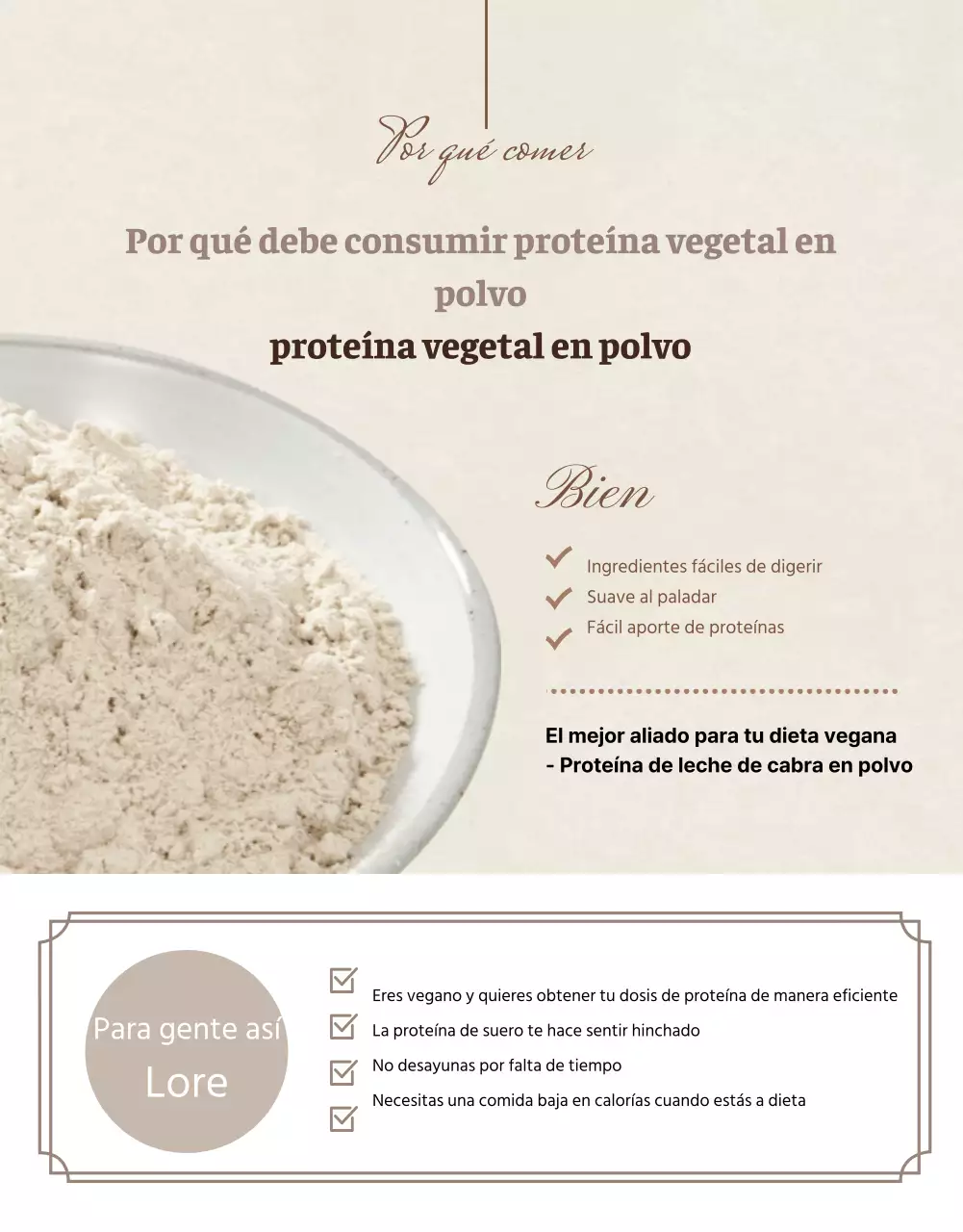 Una simple proteína en polvo de color beige (más)