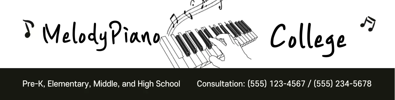 black white illustration simple publicity piano school