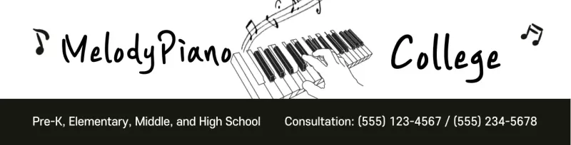 black white illustration simple publicity piano school