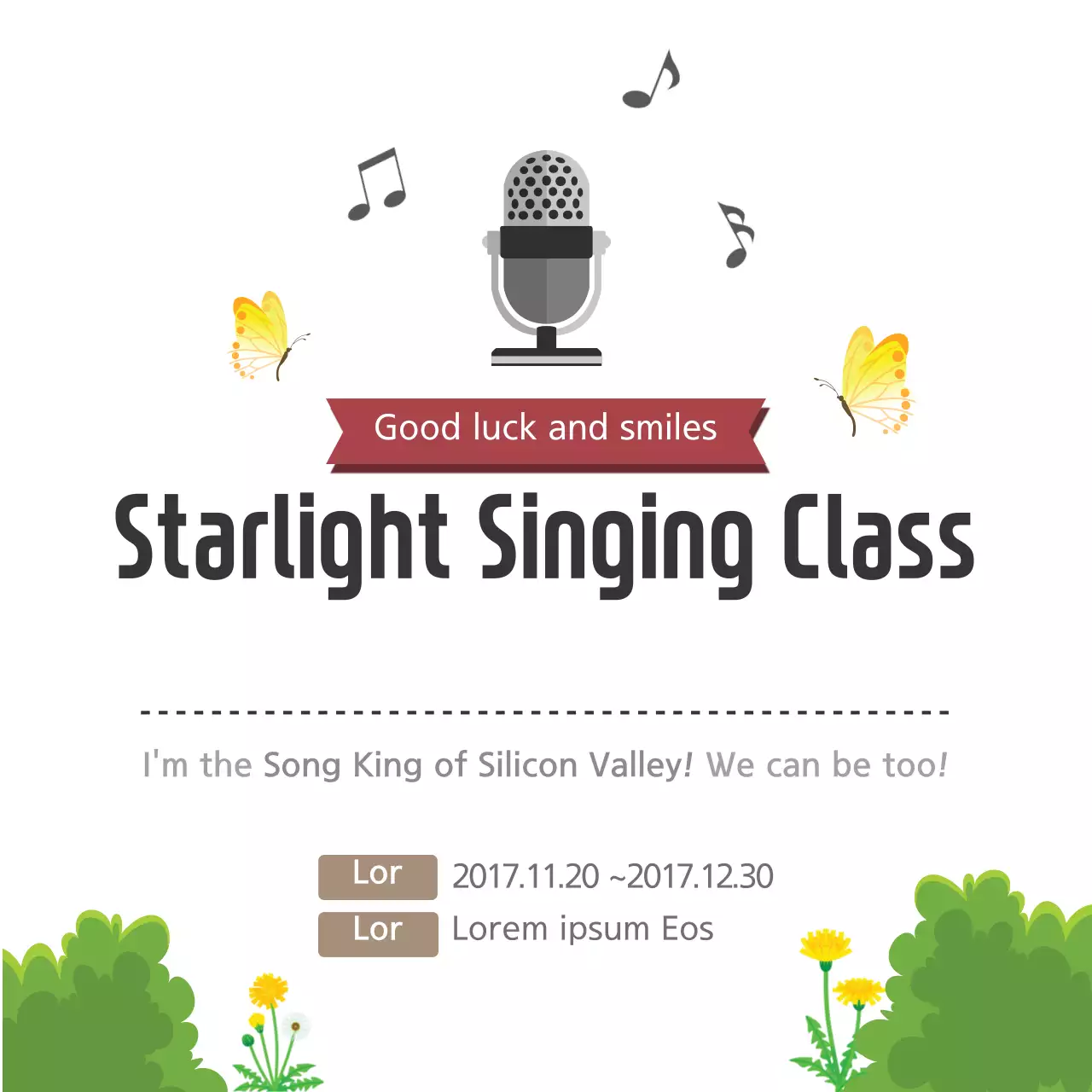 White Simple Singing Class Invitation Banner