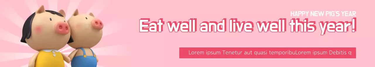 Banner de anúncio de ano novo de desenho animado rosa