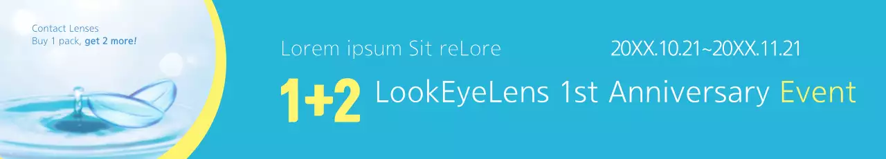 Banner promocional de lentes de contato modernas azuis