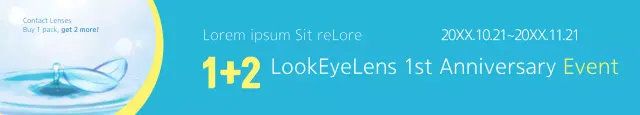 Banner promocional de lentes de contato modernas azuis