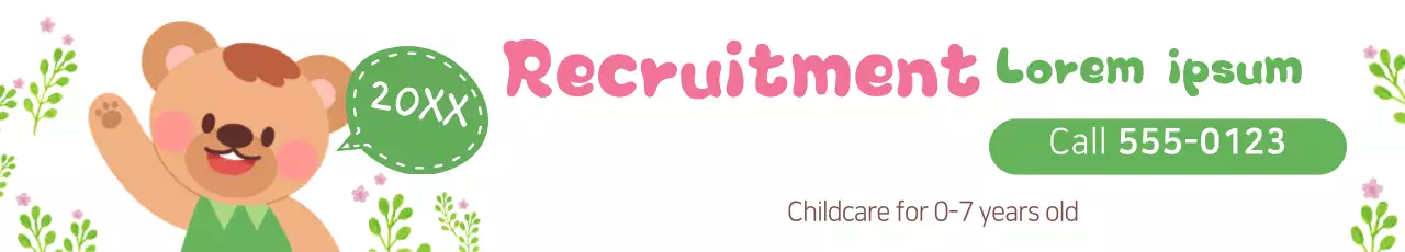 Banner de recrutamento de creche rosa fofo
