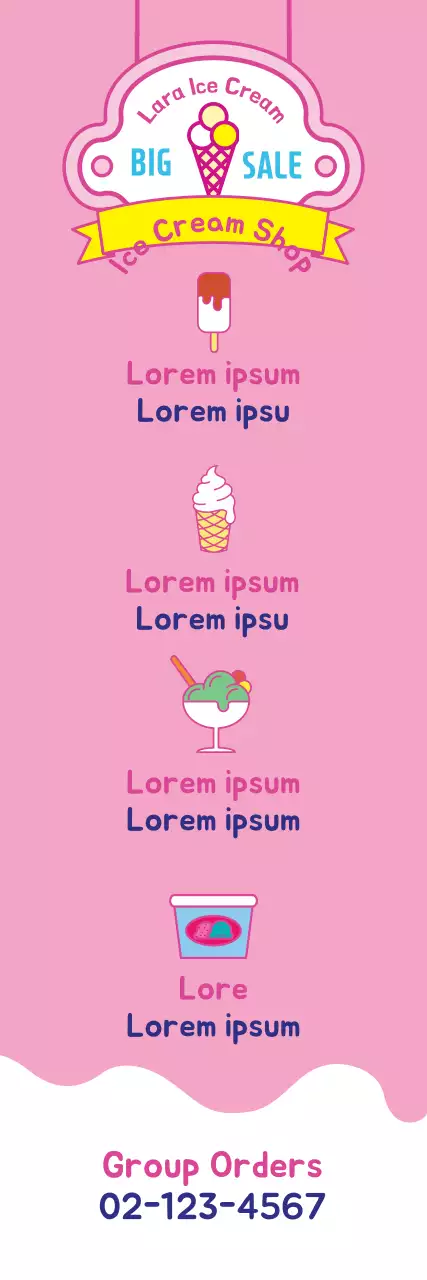 Banner de promoção de sorvete da moda rosa