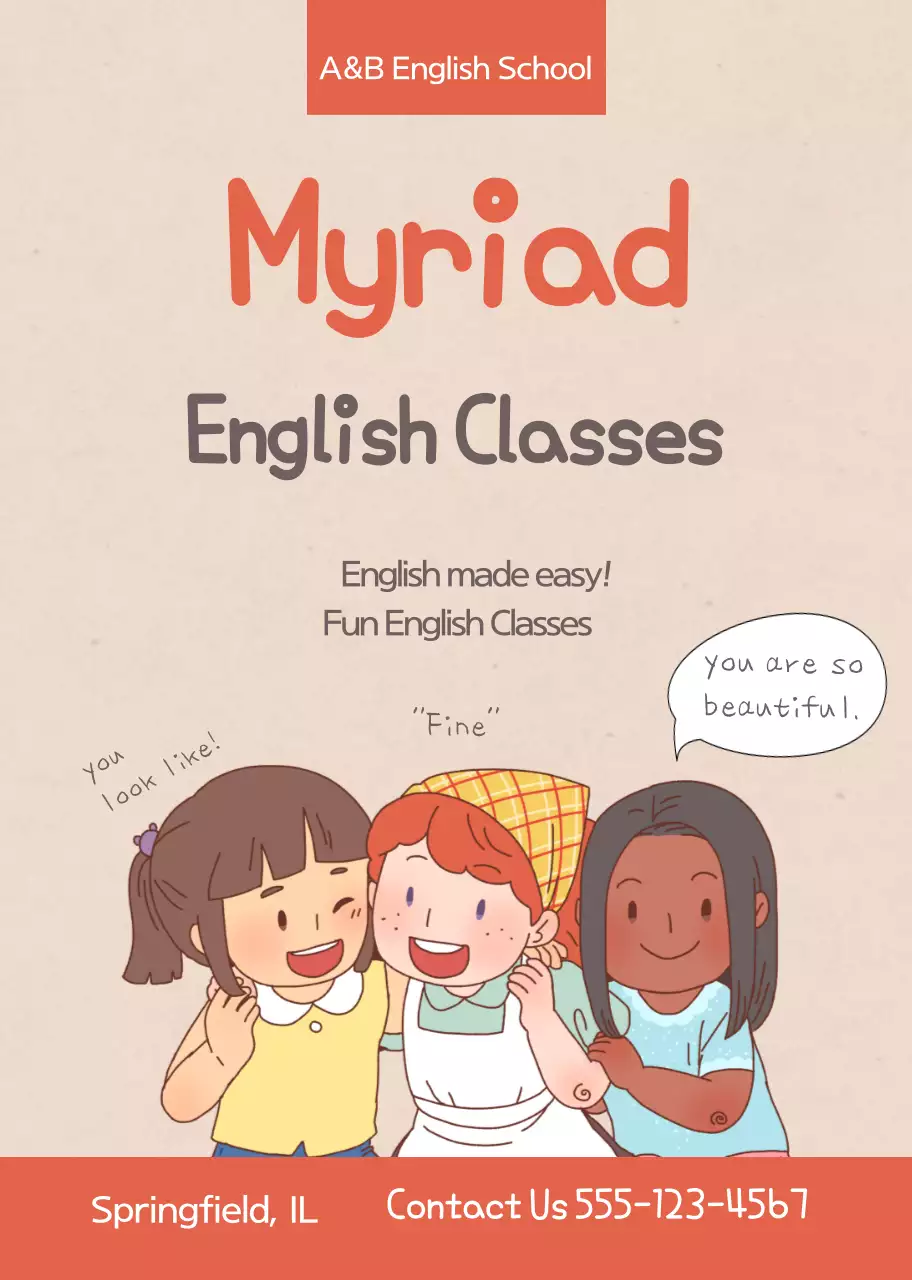 Beige red character illustration school promotion