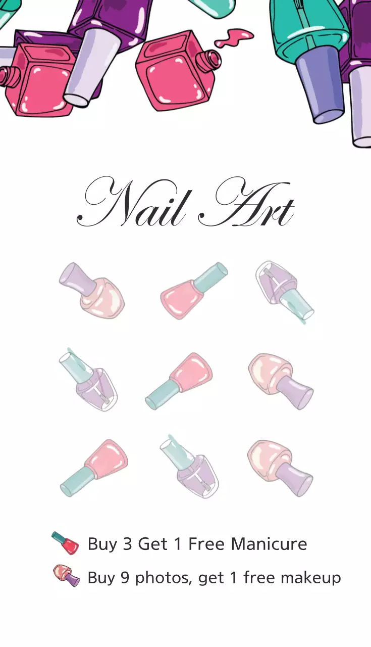 Danh thiếp quảng cáo móng tay hoa đầy màu sắc