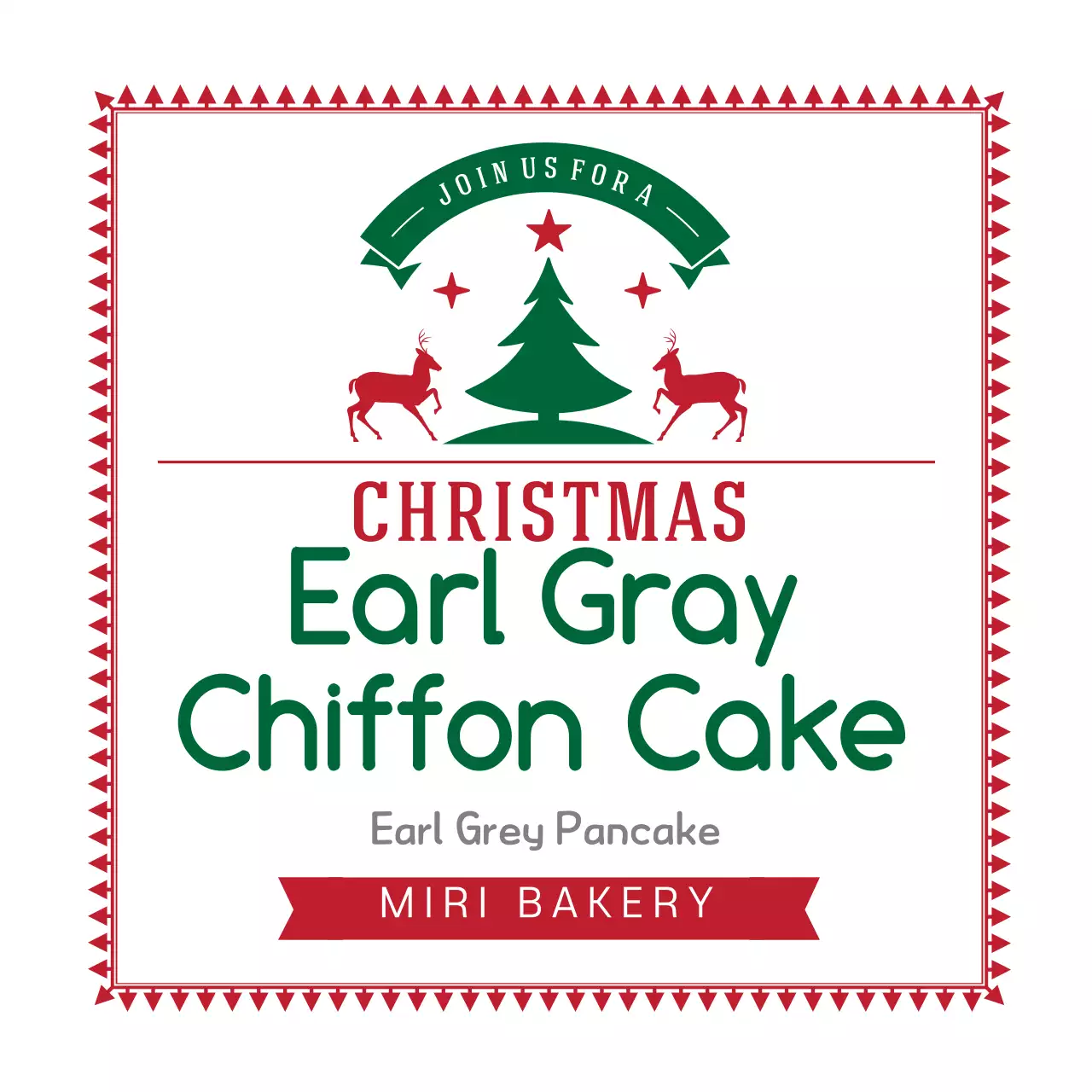 Ilustrasi merah hijau label roti Natal