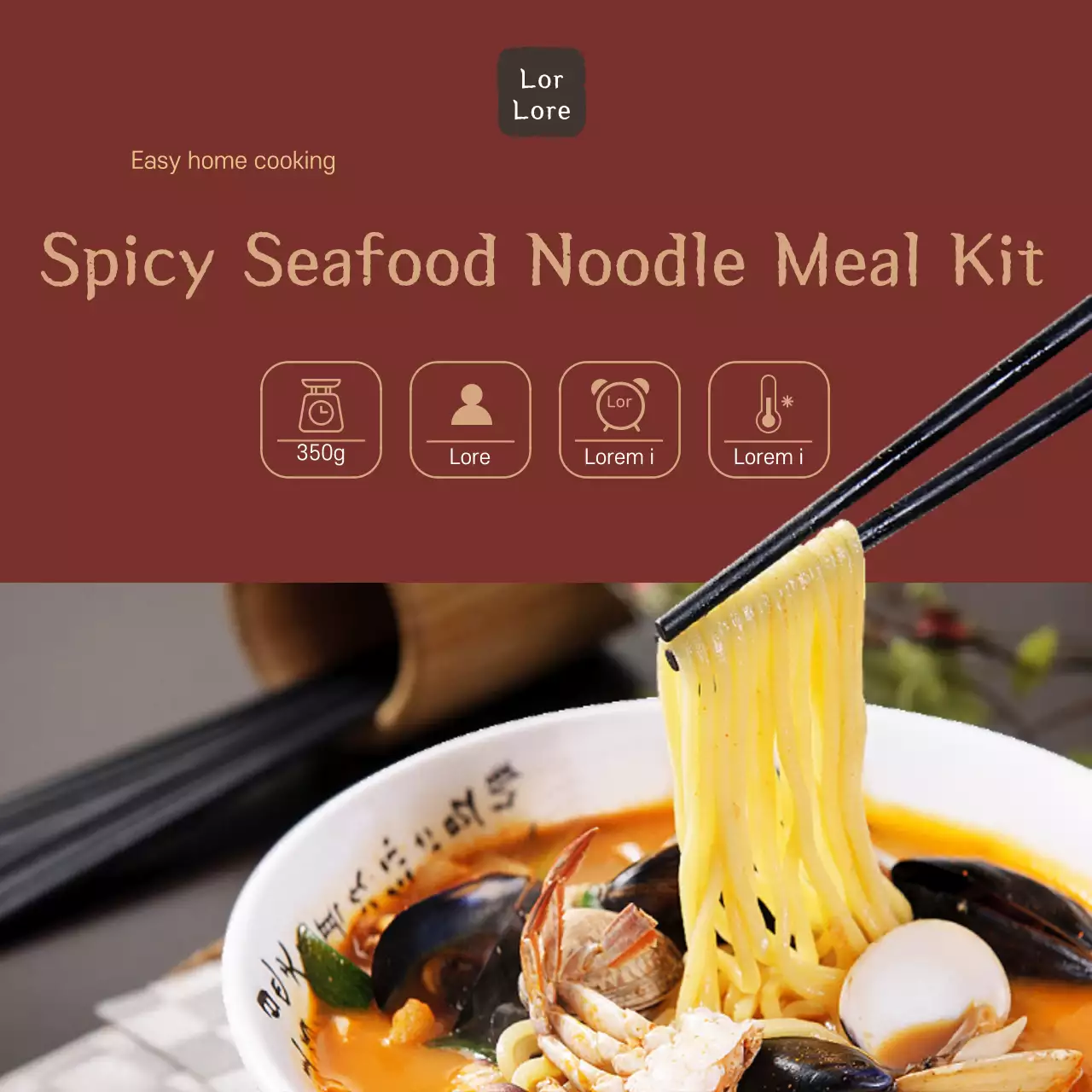 Nhãn dán bộ đồ ăn Trung Quốc hình ảnh Jjamppong màu đỏ