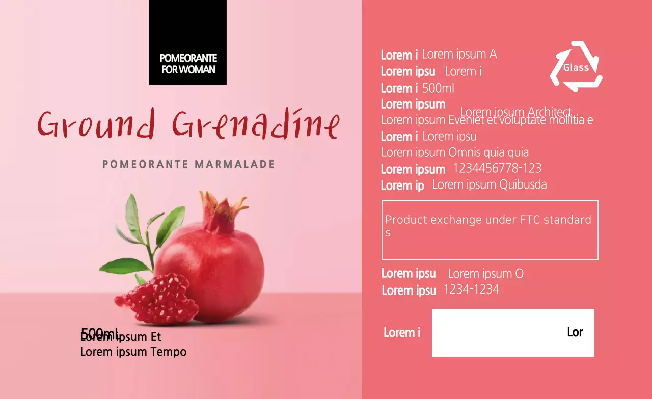 Pink photo food grenadine detail label