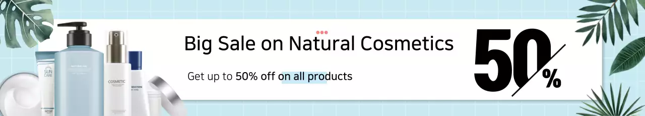 Banner promocional de cosméticos modernos azuis